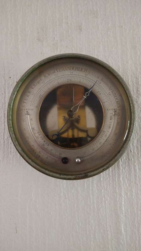 Old Brass Antique Barometre / Thermometre - German markings