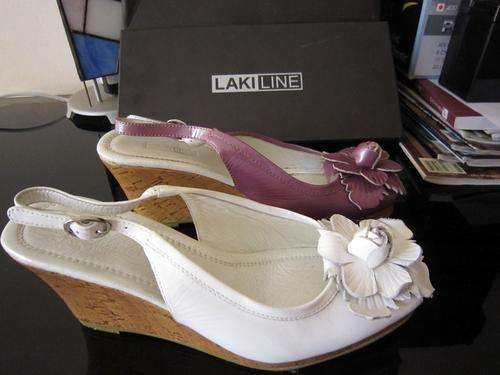 Genuine Leather Peeptoe Wedges with Flower Detail POP!Sale