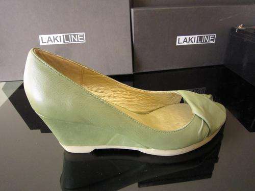 **GENUINE LEATHER** LAKILINE LADIES WEDGE PEEP-TOE CLASSIC DRAPE