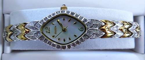 Elgin Ladies TWO Tone Watch With White Mother of Pearl Dial