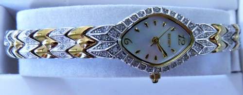 Elgin Ladies TWO Tone Watch With White Mother of Pearl Dial