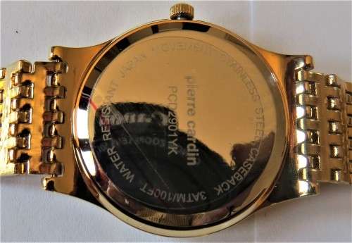 PIERRE CARDIN GENTS BLACK DIAL WITH DIAMONDS GOLD WATCH