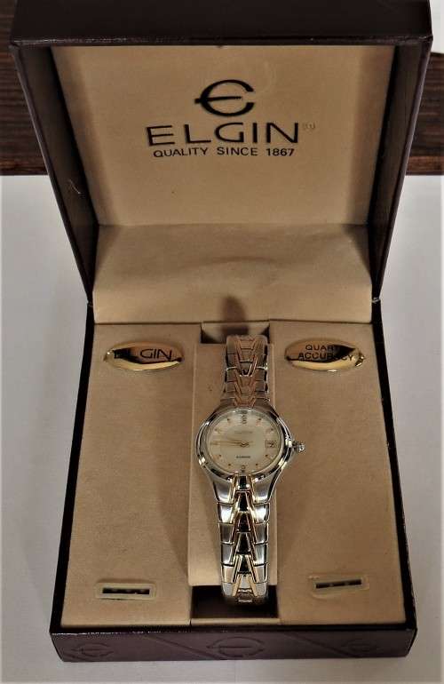 ELGIN TWO TONE DIAMOND WATCH VERY SPECIAL