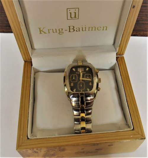 KRUG BAUMEN TORNADO TWO TONE GENTS CHRONOGRAPH LIKE NEW