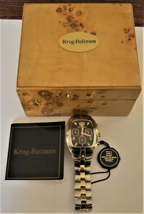 KRUG BAUMEN TORNADO TWO TONE GENTS CHRONOGRAPH LIKE NEW