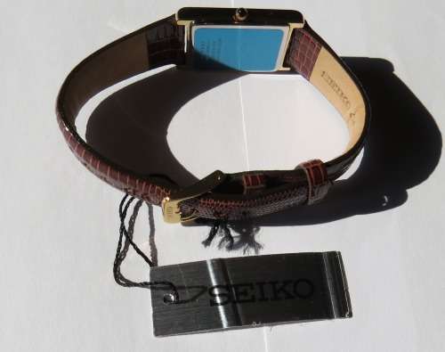 SEIKO GOLD TONE LADIES BROWN LIZARD LEATHER  STRAP WATCH