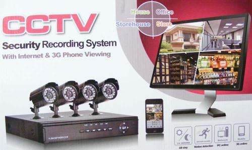 cctv combo kit with internet and 3G phone viewing, DVR , 4 x day and night vision cameras + remote