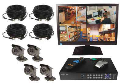 4 channel cctv  DVR kit with internet and 3G viewing, 500G , 4 x day/night  cameras + monitor