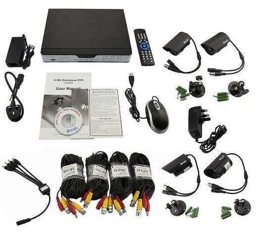 4 Channel DVR Kit, 700TVL cameras, ready to use on smartphone, tablet, etc. - free DDNS
