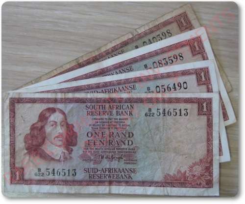 ** GREAT ** ONE RAND BANK NOTE - TW DE JONGH !! (X4)-ONE LOT !! STARTING @ R1