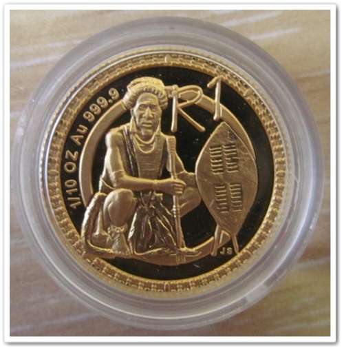 ** 1999 ** R1  PROOF   GOLD 1/10 OZ (24 CT) " The Zulu Warrior "  ORIGINAL PROOF !!  - STARTING @ R1