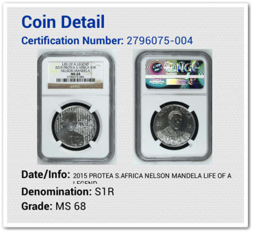 ** 2015 ** SILVER R1 " LIFE OF A LEGEND " MS68 !! STARTING @ R1