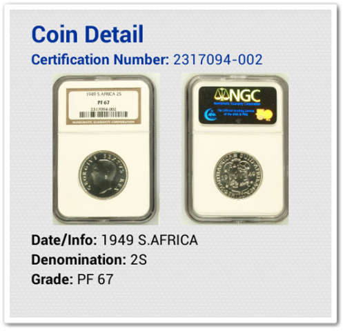 ** SOUGHT AFTER ** 1949 2 SHILLING NGC PF67 !! R1 START