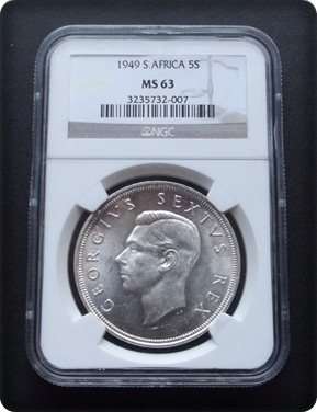 TOP GRADE 1949 5S NGC MS63 !!! ATTACTIVE AND HIGHLY COLLECTABLE !!! R1 START.