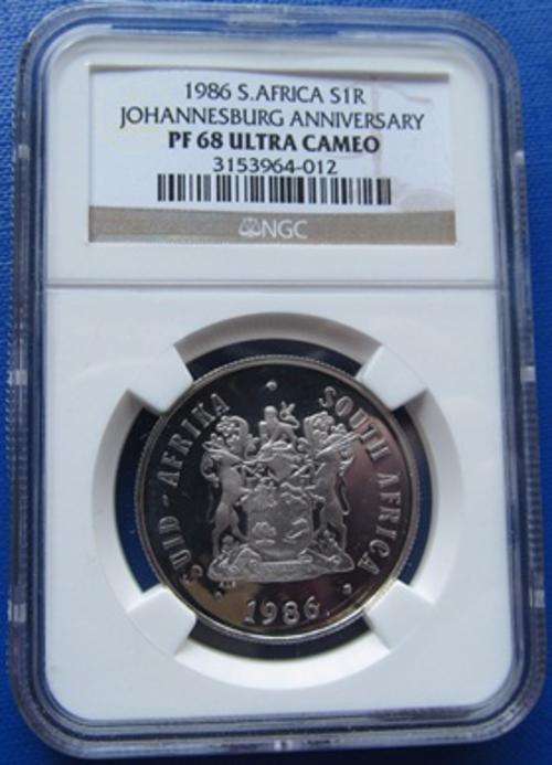 ** SECOND FINEST ** 1986 SR1 JOHANNESBURG ANNIVERSARY PF68 ULT CAM !! R1 START