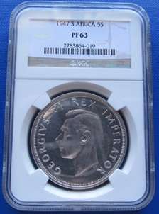 ** HIGH GRADE** 1947 5SHILLING PF63 NGC !! R1 START