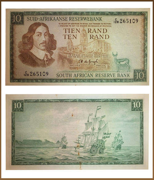 ** COLLECTABLE QUALITY ** T.W. DE JONGH TEN RAND NOTE !! FIRST ISSUE