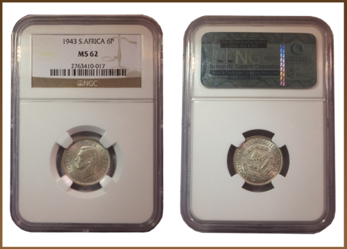 ** DIFFICULT IN UNC/MS ** 1943 6 PENCE MS62 !! STARTING @ R1
