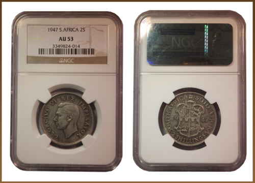 ** REAL SCARCE ** 1947 2 SHILLING AU53 !! LOWEST MINTAGE OF GEO 6 !! R1 START