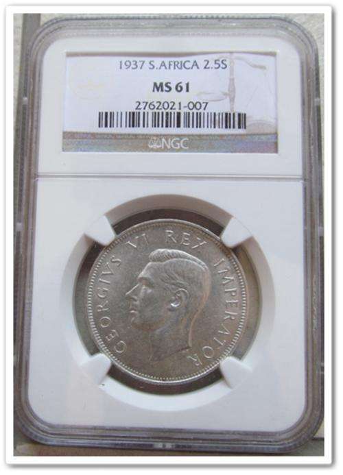 ** RARE ** 1937 2.5 SHILLING MS61 !!  FEW GRADED UNC !! STARTING @ R1