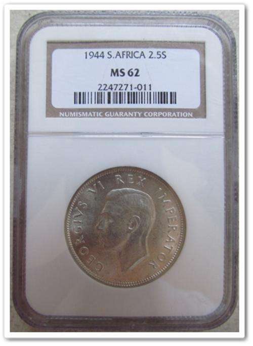 ** SCARCE DATE** 1944 2.5SHILLING MS62 !! STARTING @ R1