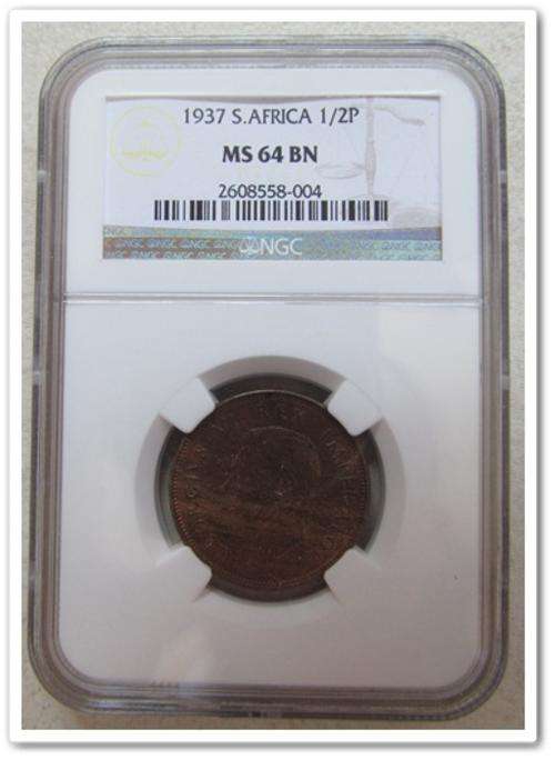 ** SECOND FINEST ** TOUGH IN BROWN **1937 1/2 PENNY MS64 BN NGC !! STARTING @ R1