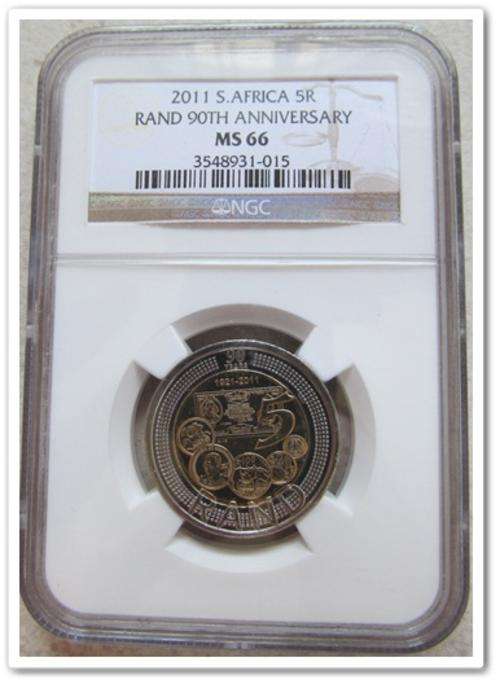 ** 2011 R5 RAND 90TH ANNIVERSARY MS66 ** BID PER COIN !! STARTING @ R1