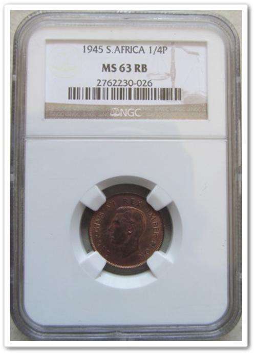 ** THIRD FINEST** 1945 1/4 PENNY MS63 RB !! STARTING @ R1
