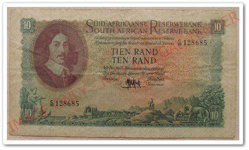 TEN RAND BANK NOTE 1945-1962 - MH DE JONGH - STARTING @ R1
