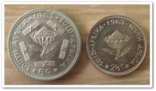** 1963 ** 5 CENT  & 2 1/2 CENT UNC (ONE OF EACH) - BID PER COIN !! STARTING @ R1