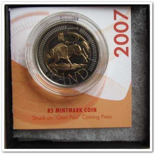 ** 2007 ** R5 CW MINTMARK COIN "OOM PAUL" (X3 - BID PER) !! STARTING @ R1