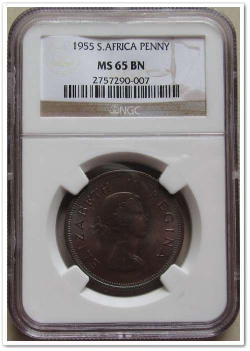 ** 1955 ** PENNY NGC MS65 BN !! SECOND FINEST !! STARTING @ R1
