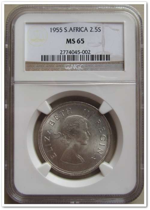 ** 1955 2.5 SHILLING NGC  MS65 ** FINEST KNOWN !!! STARTING @ R1