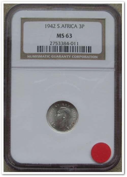 ** 1942 3 PENCE NGC MS63 **  R1 START....