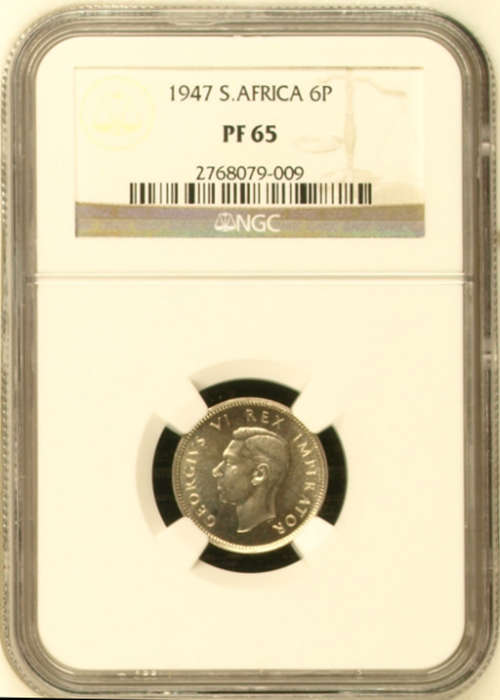** 1947 ** 6 PENCE - NGC PF65 !! SECOND FINEST !! STARTING @ R1