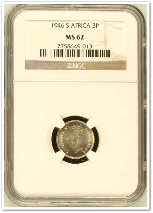 ** 1946 ** 3 PENCE  - NGC  MS62 !! STARTING @ R1