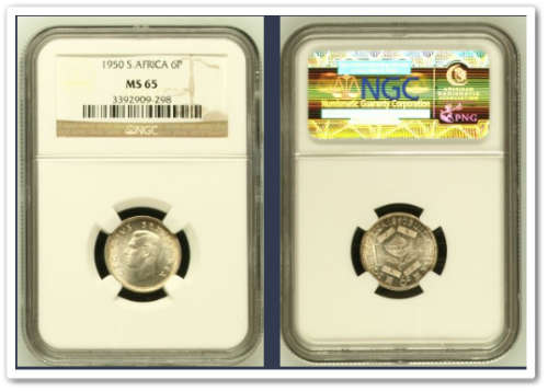 ** 1950 ** 6 PENCE - NGC MS65 !! SECOND FINEST !! STARTING @ R1
