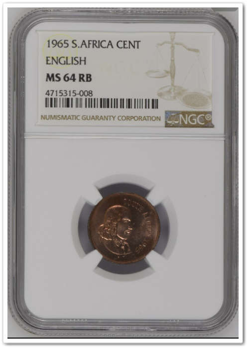 THIRD FINEST ** 1965 ** 1 CENT (ENGLISH) - NGC MS64 RB !! R1 START