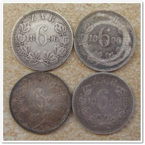 ** 1896 ** 6 PENCE !! (4X) BID PER COIN !!! STARTING @ R1