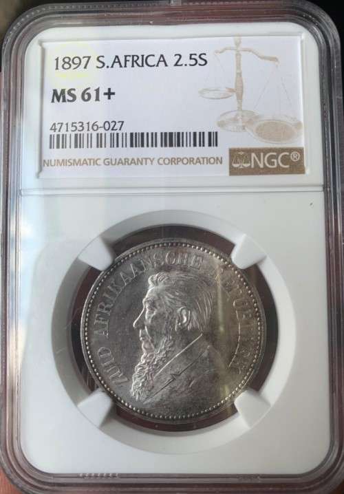 ** STUNNING ** 1897 2.5 SHILLING NGC MS61+ !!! R1 START