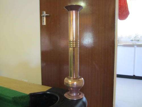 Retro Red copper Vase/candle holder - Heavy and shiny