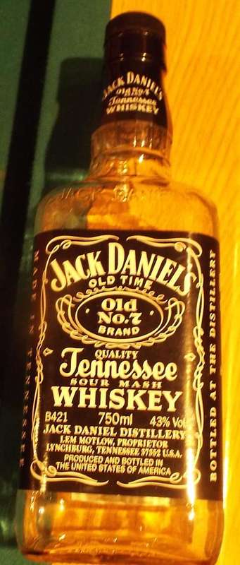 Jack Daniels Old No.7 Empty Bottle - Fits in old collectors Tins