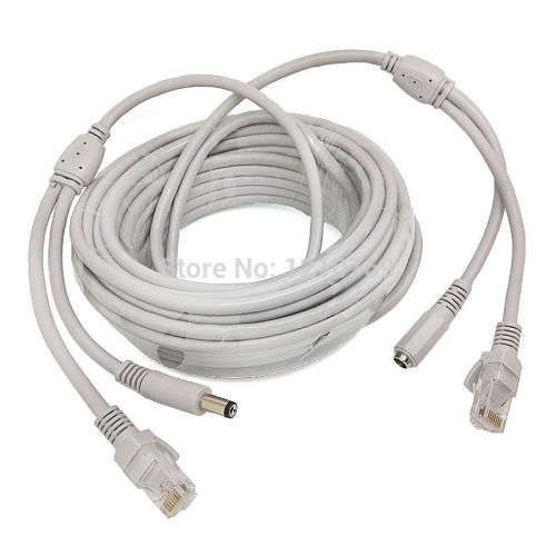 20m Gray CAT5/CAT-5e Ethernet Cable RJ45 + DC Power CCTV Network Lan Cable