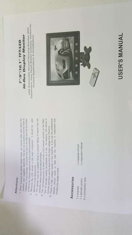 9" TFT/LED Hi-Res Display Monitor - Screen Monitor For Reversing Rearview Camera