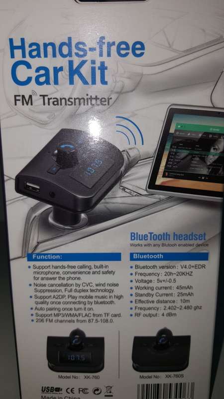 Car Bluetooth Receiver -Hands-Free Car KIt FM Transmitter XK-760