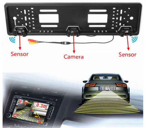 Number Holder With Parking Sensor And Packing Camera