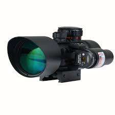3 - 10 x 42 Airsoft Rifle Scope - Mil-Dot Hunting Rifle Scope - Rifle Scope + Laser sight