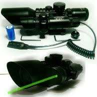 3 - 10 x 42 Airsoft Rifle Scope - Mil-Dot Hunting Rifle Scope - Rifle Scope + Laser sight