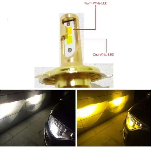 LED Headlight Kit - C6 H4 50W 3pin LED Headlight Kit - Gold H4 50W 12V~24V Dual Colour Headlight