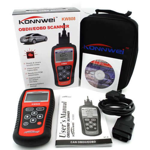 Diagnostic Scanner - Konnwei OBD2/EOBD Scanner - Konnwei KW808 OBD2 Scanner with Software Disc
